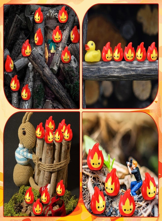 Threehoney 50 Pcs Miniature Fire Flame Figurines Mini Resin Smiling Flame Statue Model for Christmas Village Town Accessories DIY Mini Scene Christmas Garden Home Micro Landscape Decor - Image 5